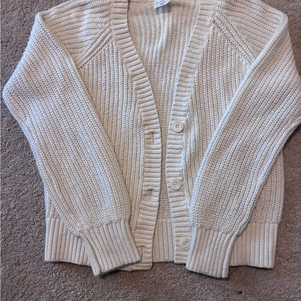 Abercrombie Kids Cream Button-Up Cardigan